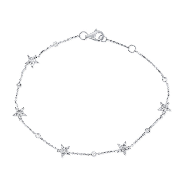 14K Gold Star Bracelet with Diamonds