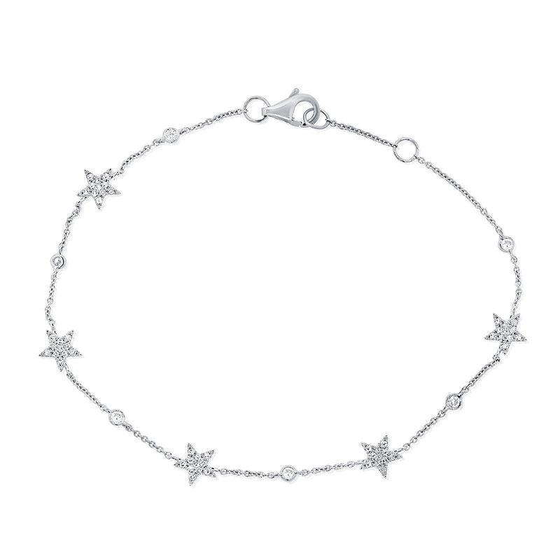 14K Gold Star Bracelet with Diamonds