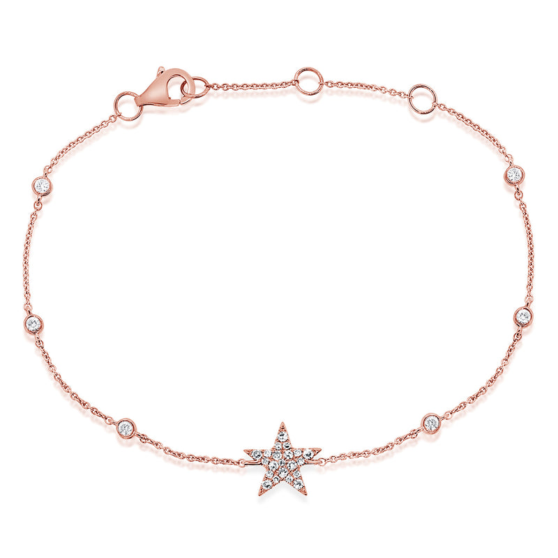 Diamond Star Chain Bracelet made in 14K Gold