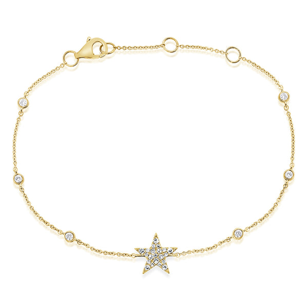 Diamond Star Chain Bracelet made in 14K Gold