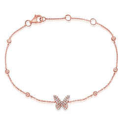 Diamond Butterfly Chain Bracelet made in 14K Gold