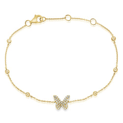 Diamond Butterfly Chain Bracelet made in 14K Gold