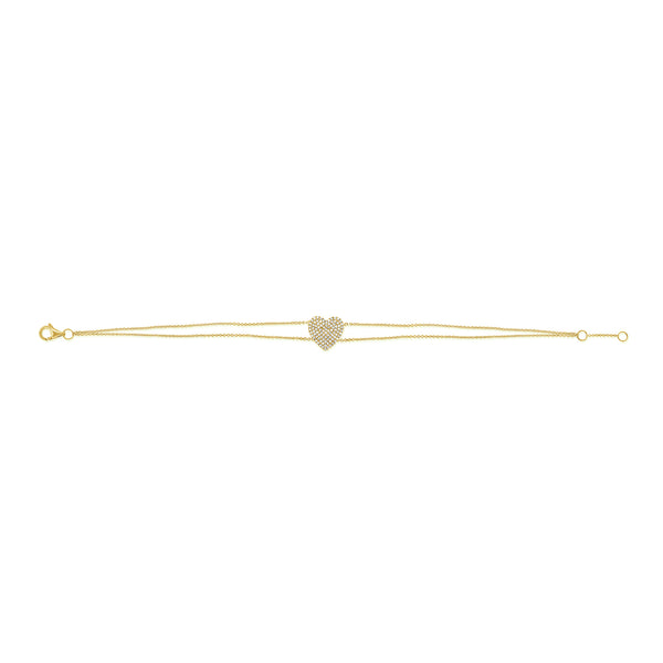 Radiant 14K Gold Diamond Heart Bracelet