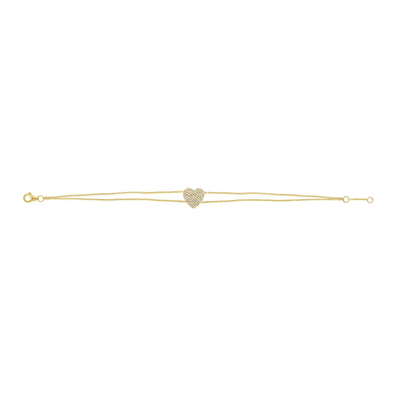 Radiant 14K Gold Diamond Heart Bracelet