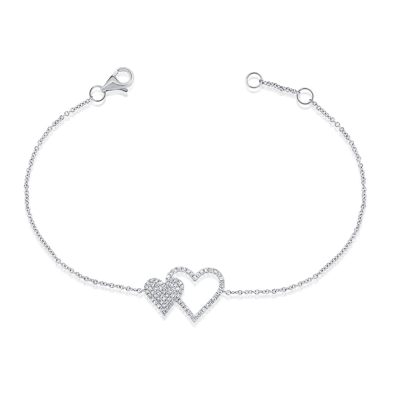 Double Diamond Heart Chain Bracelet