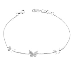 Tri Diamond Butterfly Chain Bracelet