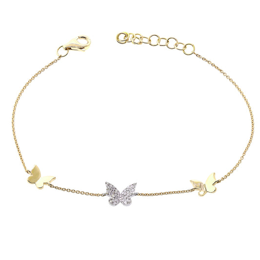 0.10 CT Diamond Butterfly Chain Bracelet