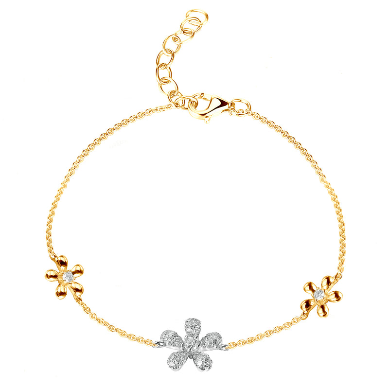 Diamond Flowers Chain Bracelet