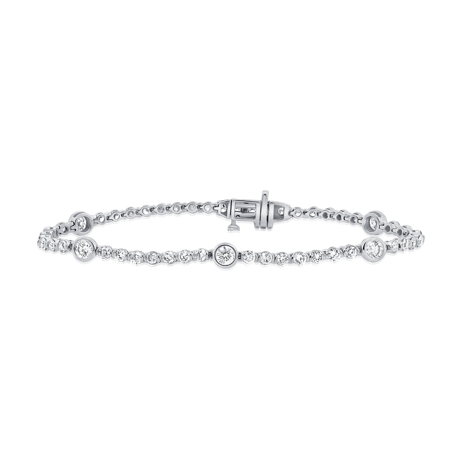 14K Gold 3.22ct Diamond Bezel Tennis Bracelet • 6.75-Inch