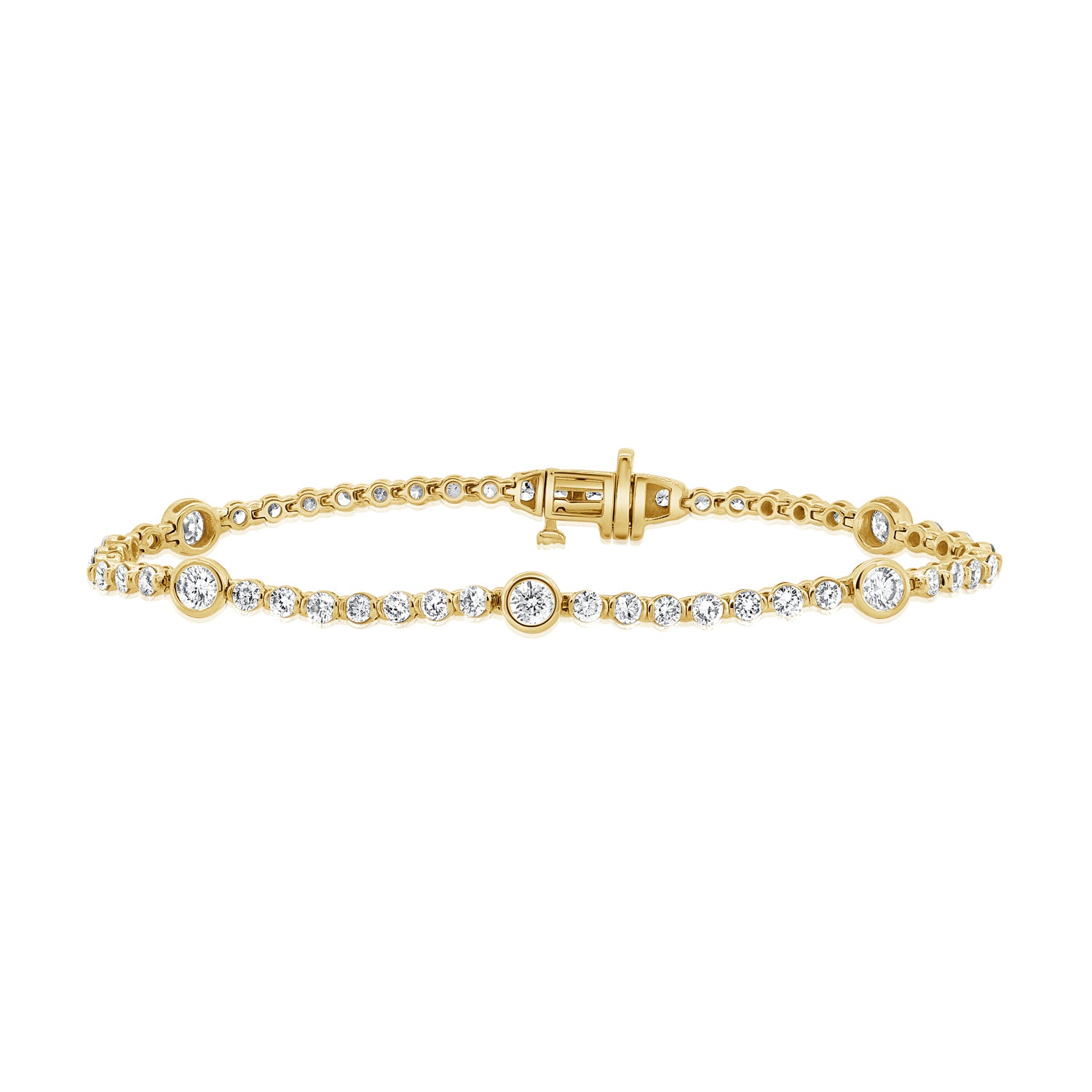 14K Gold 3.22ct Diamond Bezel Tennis Bracelet • 6.75-Inch