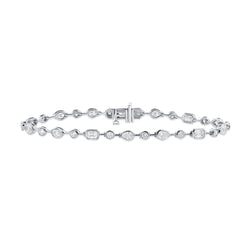 Radiant 14K Gold Mixed-Cut Diamond Tennis Bracelet