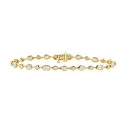 Radiant 14K Gold Mixed-Cut Diamond Tennis Bracelet