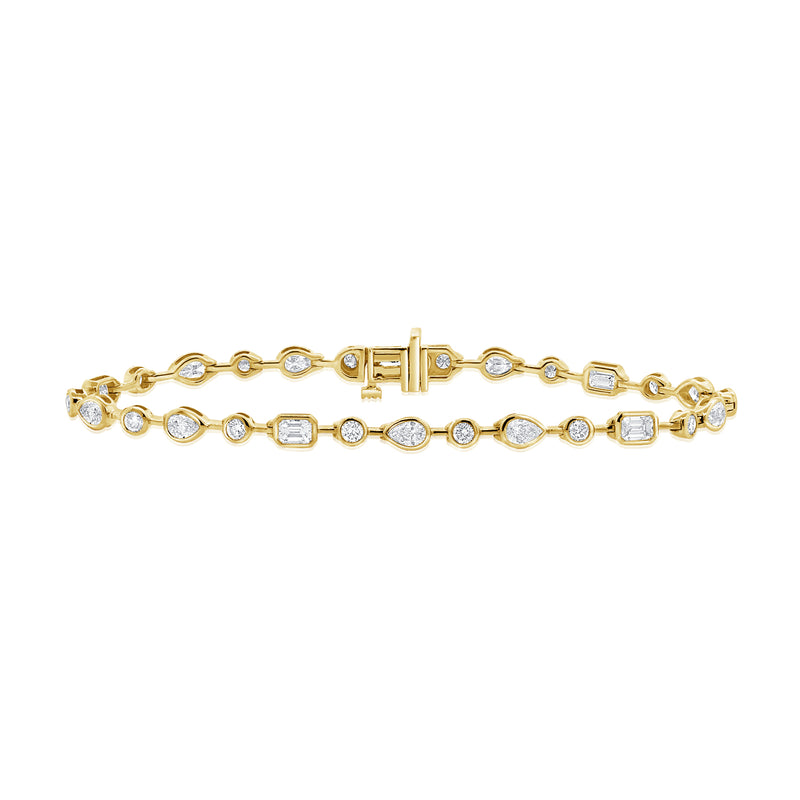 Radiant 14K Gold Mixed-Cut Diamond Tennis Bracelet