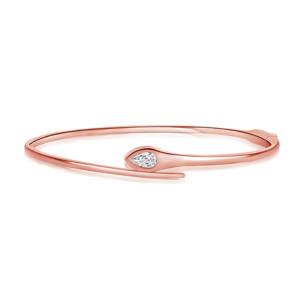Elegant 0.28 Carat Pear-Shaped Diamond Bangle in 14K White, Yellow, or Rose Gold