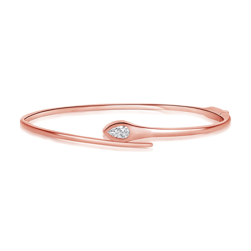 Elegant 0.28 Carat Pear-Shaped Diamond Bangle in 14K White, Yellow, or Rose Gold
