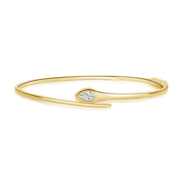 Elegant 0.28 Carat Pear-Shaped Diamond Bangle in 14K White, Yellow, or Rose Gold
