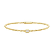 0.20 Carat Emerald Cut Natural Diamond Bezel Bangle Bracelet in 14K Gold