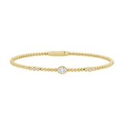 0.27 Carat Oval Cut Natural Diamond Bezel Bangle Bracelet in 14K Gold