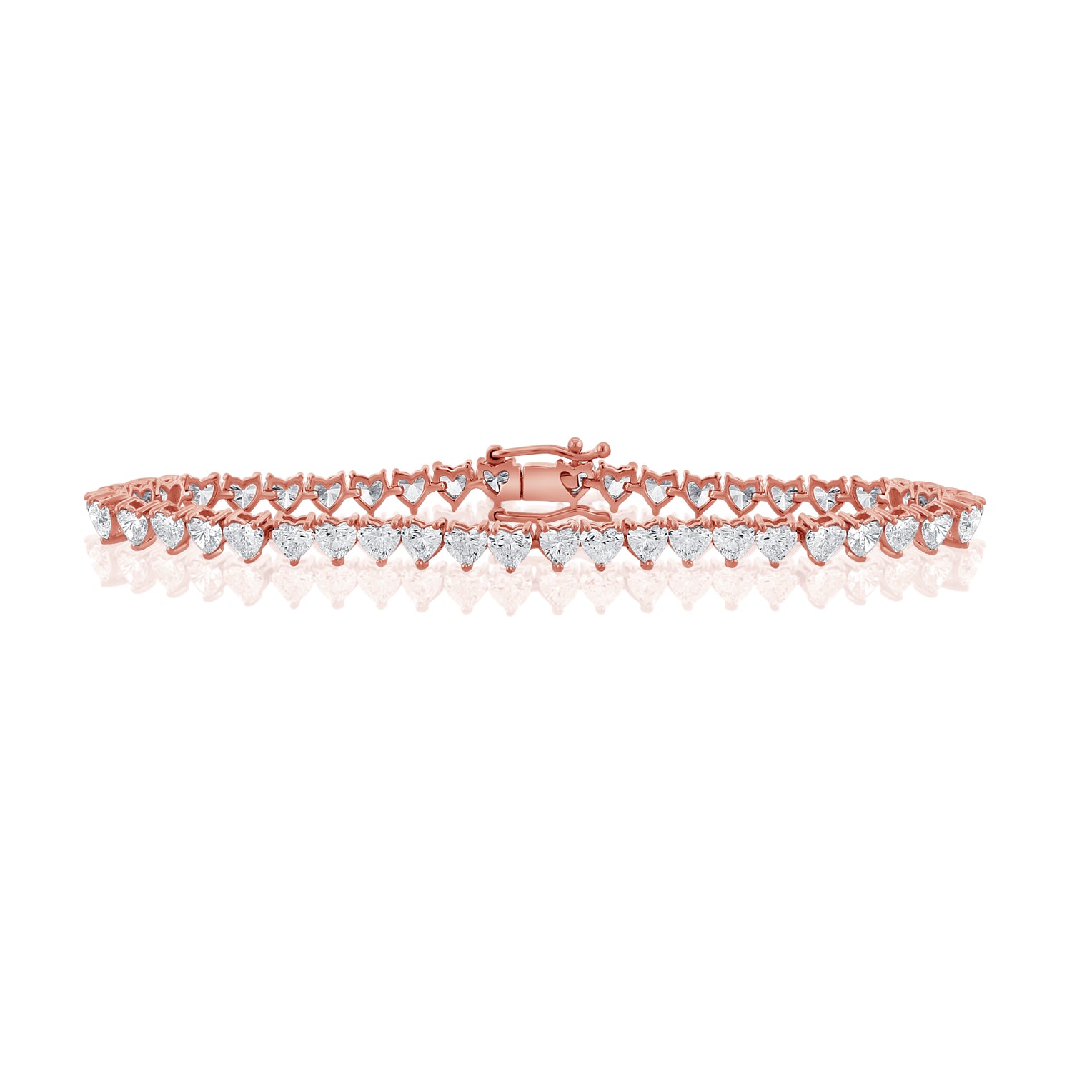 14K Gold 6.75ct Heart Shape Diamond Tennis Bracelet – 6.75 Inch