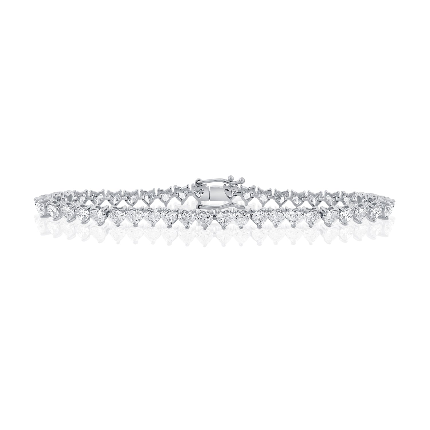 14K Gold 6.75ct Heart Shape Diamond Tennis Bracelet – 6.75 Inch