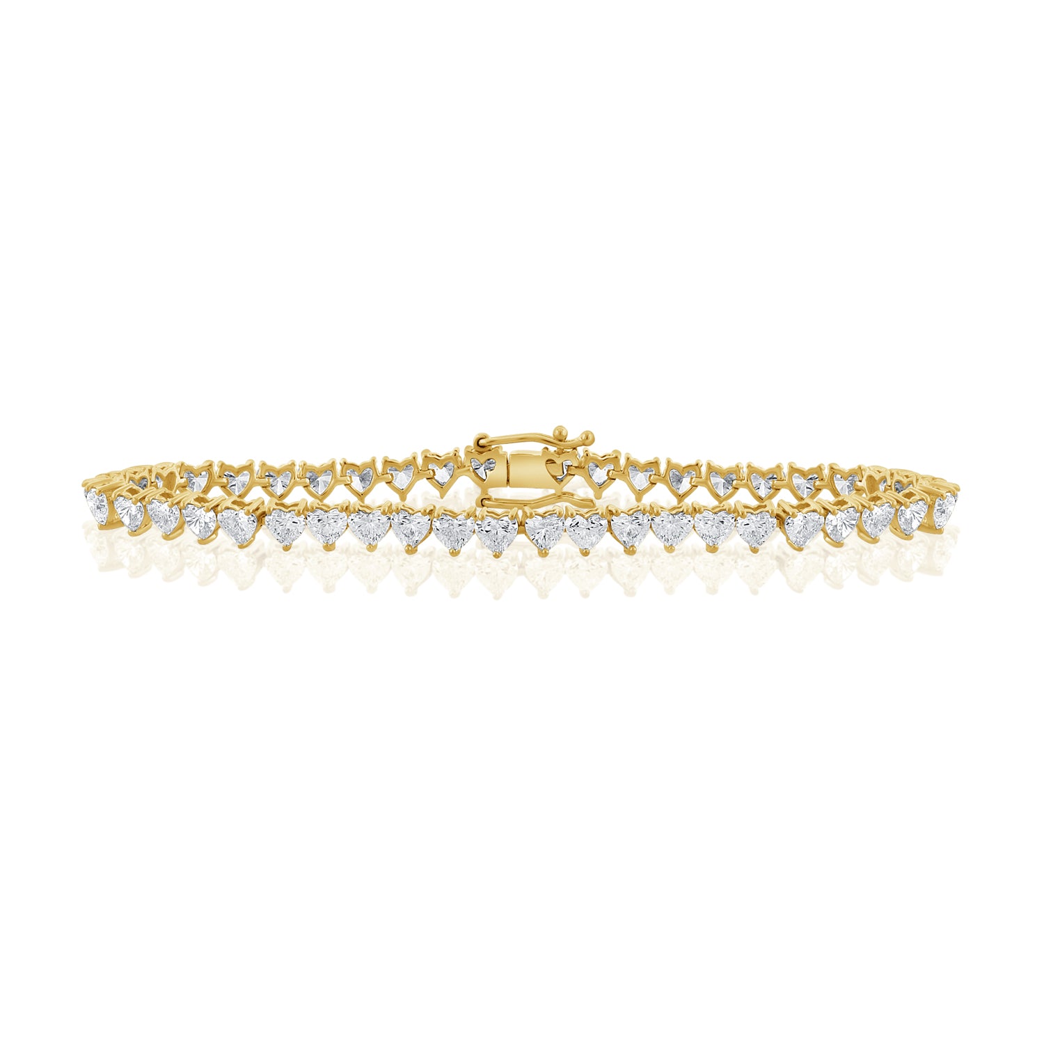 14K Gold 6.75ct Heart Shape Diamond Tennis Bracelet – 6.75 Inch