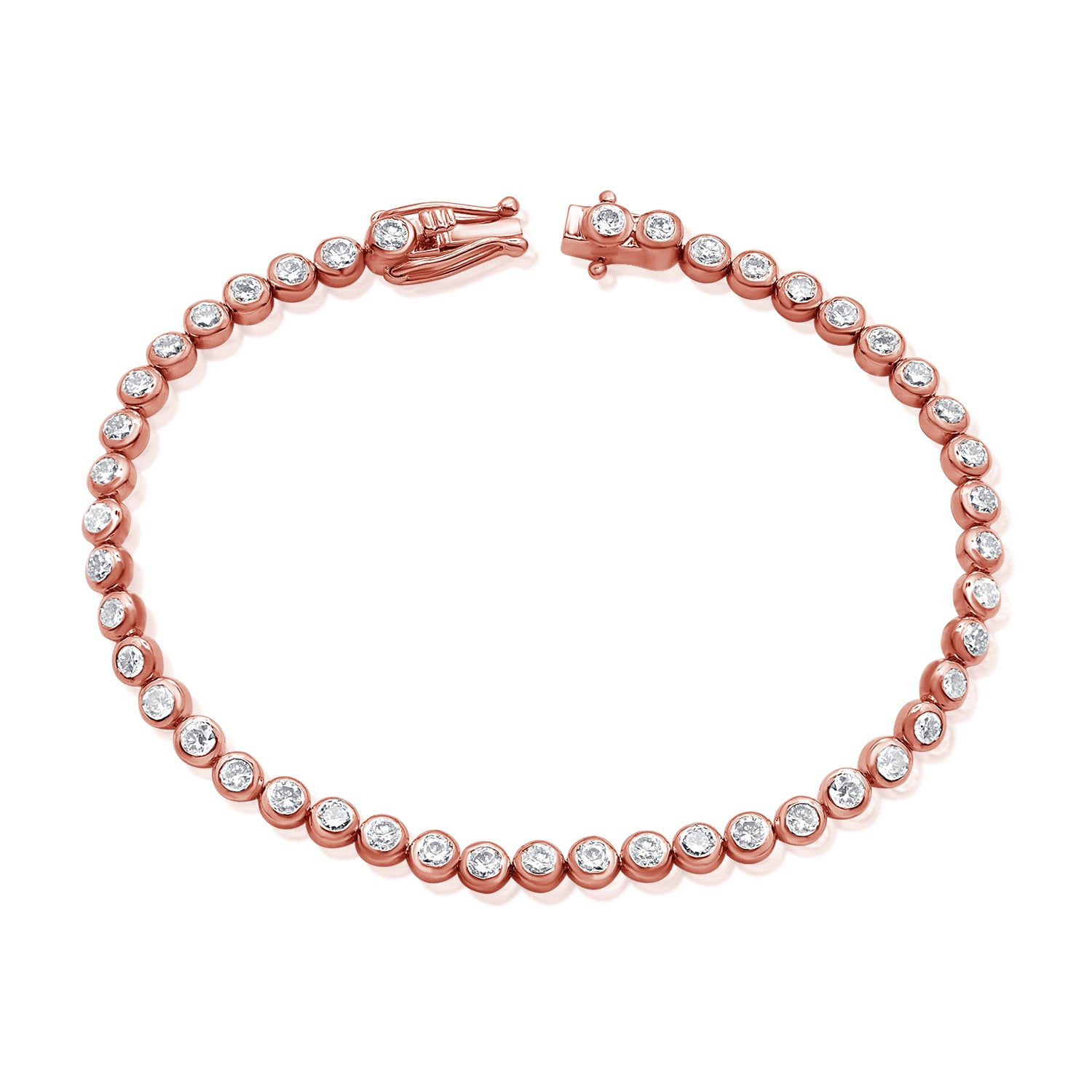 14K Gold 3.45ct Diamond Bezel Set Tennis Bracelet