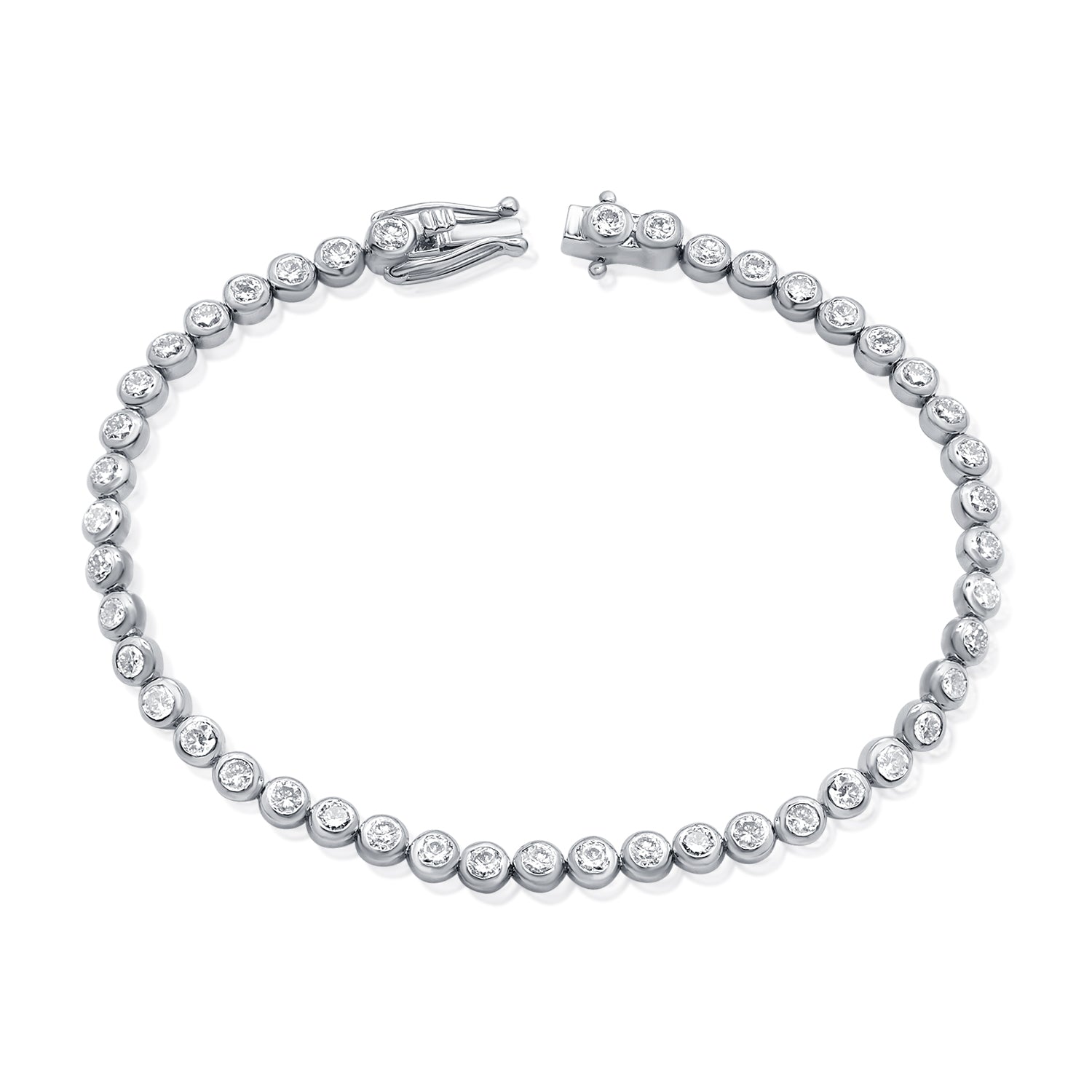 14K Gold 3.45ct Diamond Bezel Set Tennis Bracelet