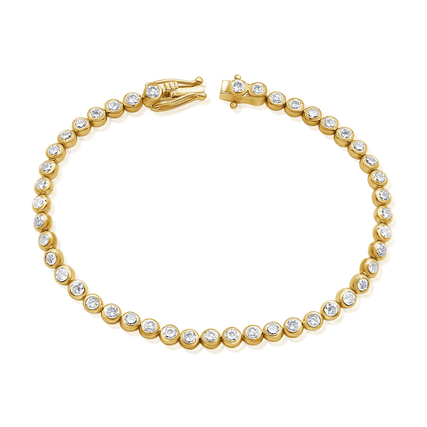 14K Gold 3.45ct Diamond Bezel Set Tennis Bracelet