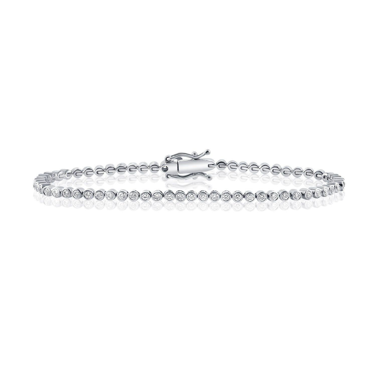 14K Gold 1.42ct Diamond Bezel Set Tennis Bracelet