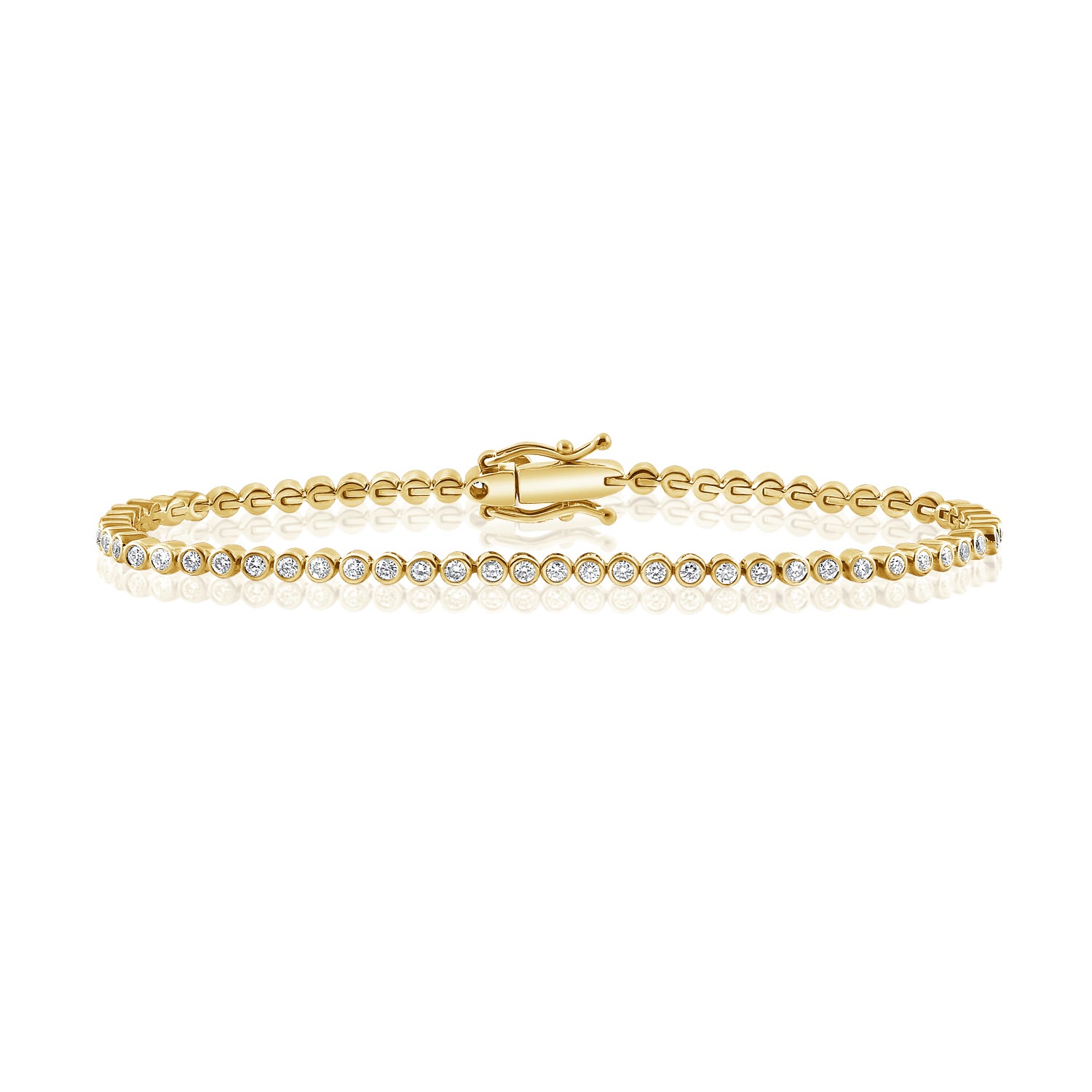 14K Gold 1.42ct Diamond Bezel Set Tennis Bracelet