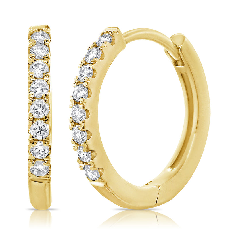 OKGs Collection 14K Gold Huggie Earrings with Diamonds