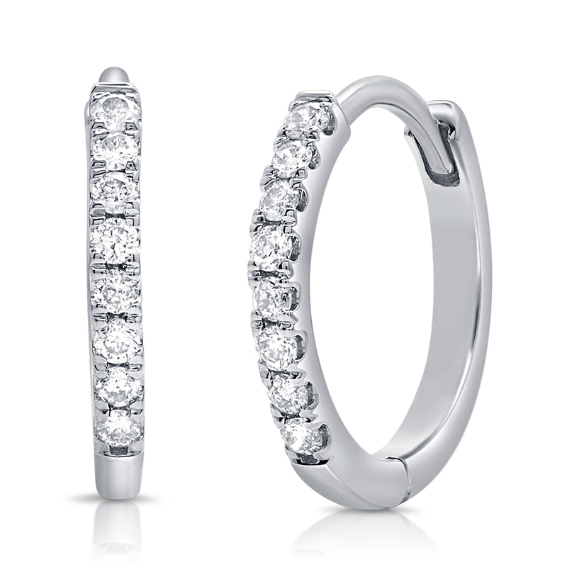 14K Gold Diamond Huggie Hoop Earrings – 0.18 Carats | Elegant Everyday Essentials