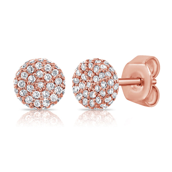 14K Gold Pave Diamond Stud Earrings