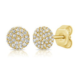 14K Gold Pave Diamond Stud Earrings