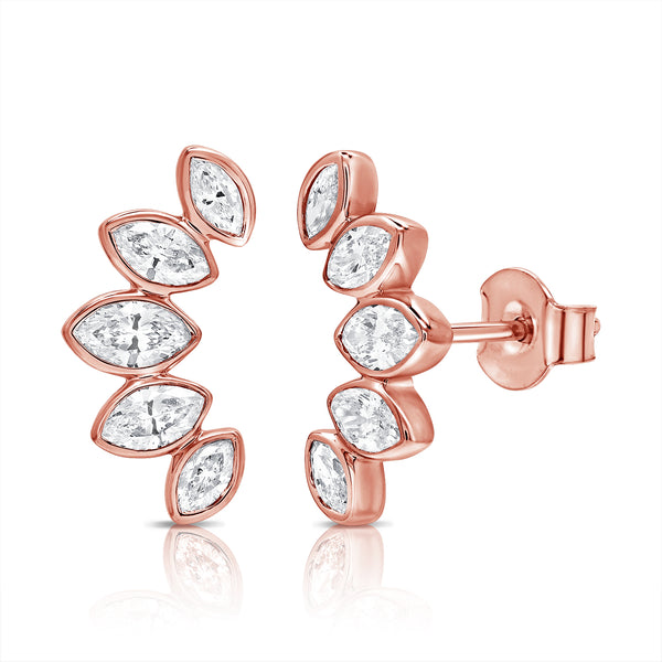 Radiant 14K Gold Marquise Diamond Earrings