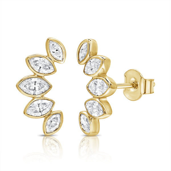 Radiant 14K Gold Marquise Diamond Earrings