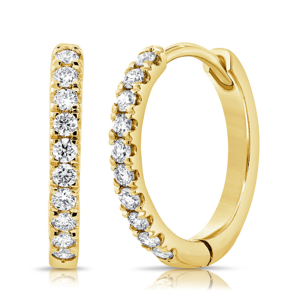 14K Gold Huggies with Dazzling Diamonds