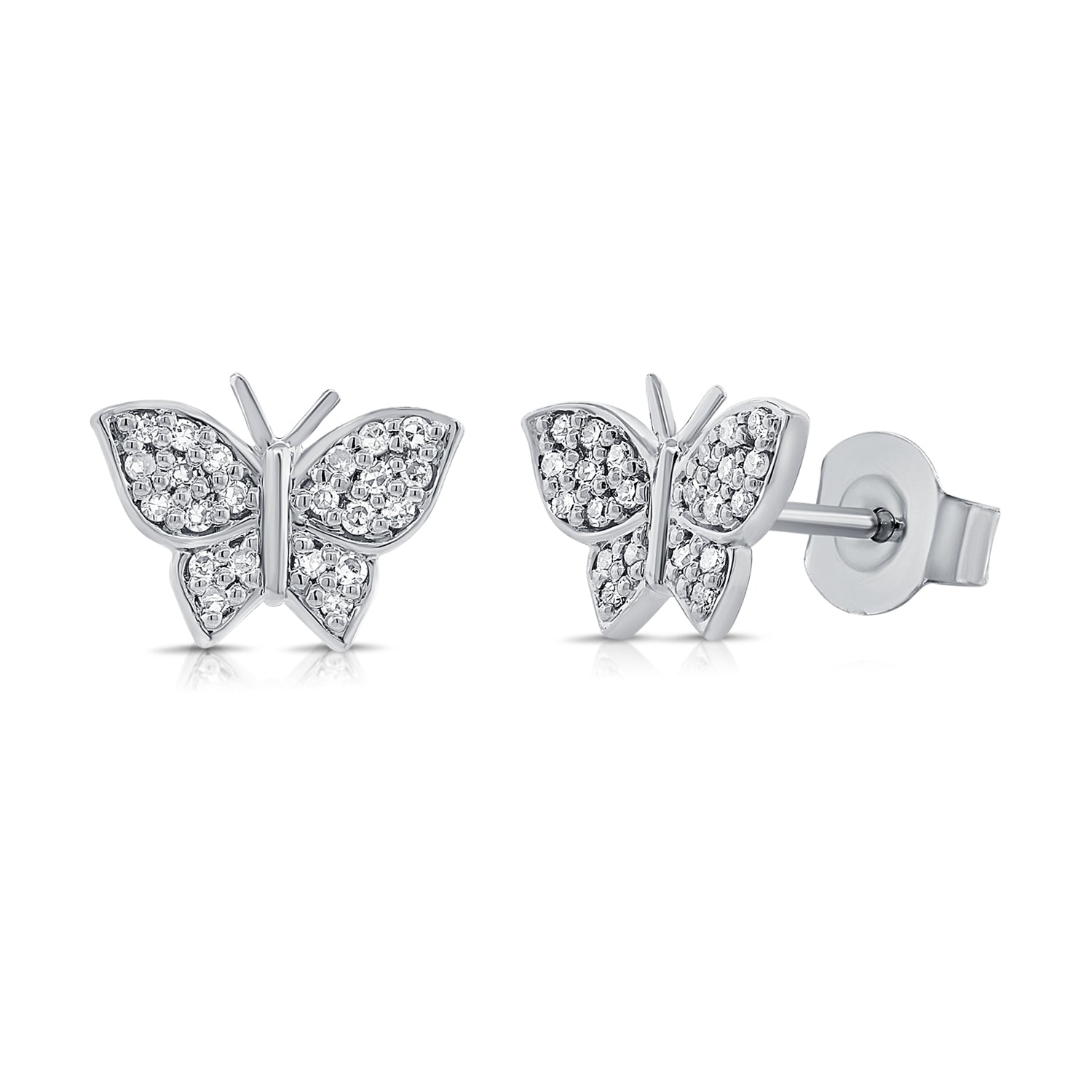 0.09CT Diamond Butterfly Stud Earrings