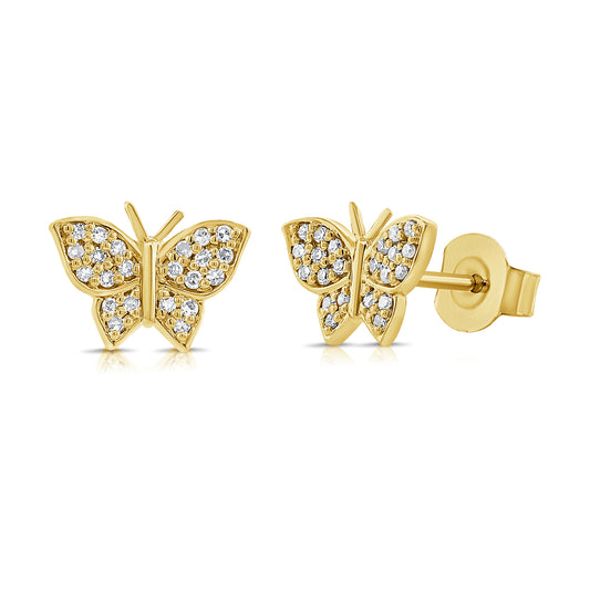 0.09CT Diamond Butterfly Stud Earrings