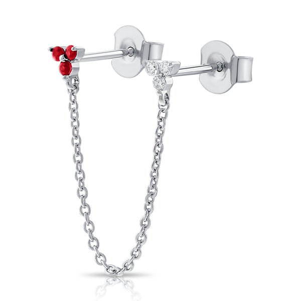 OKGs Collection 14Kt Chain Stud Diamond Earrings w/Chain