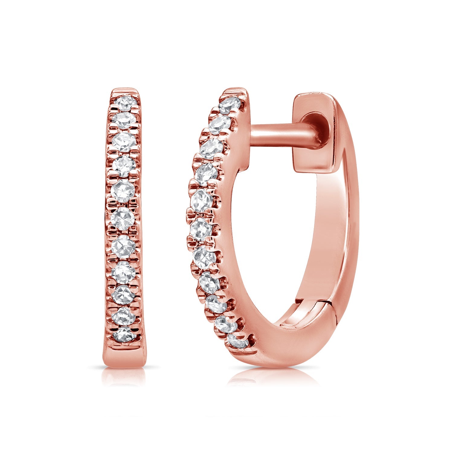 14K Gold Diamond Huggie Earrings