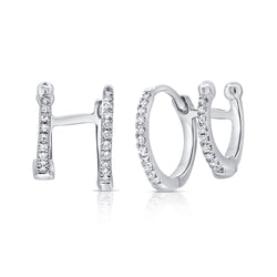14K Gold Diamond Huggie Hoop Earrings – 0.12 Carat