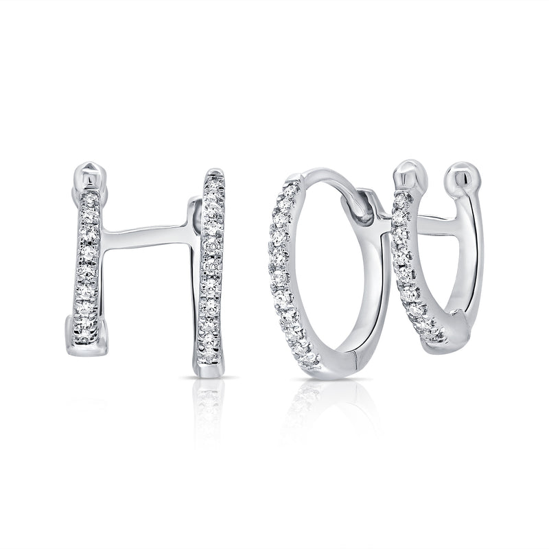 14K Gold Diamond Huggie Hoop Earrings – 0.12 Carat