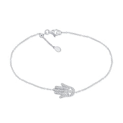 Elegant 14K Gold Diamond Hamsa Bracelet