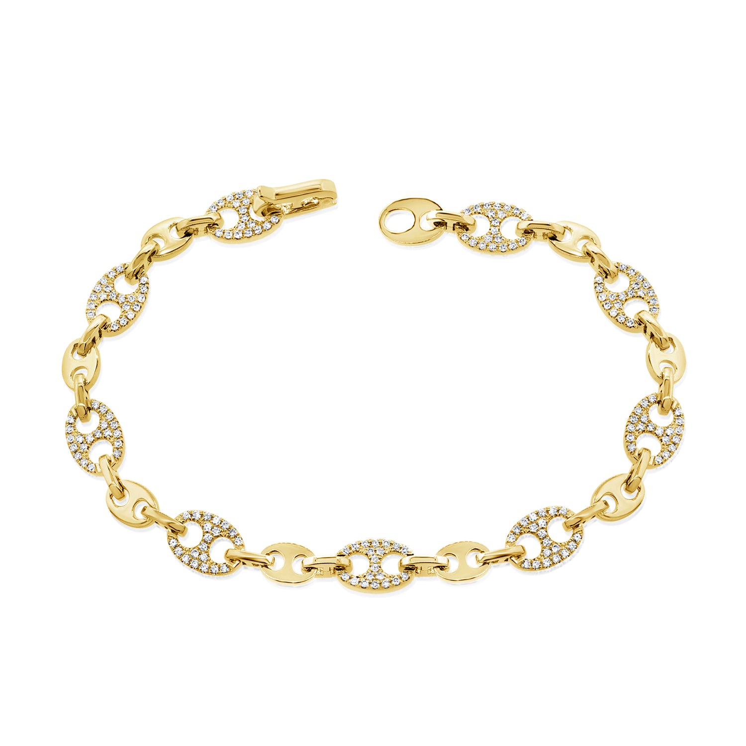 14K Gold 0.57ct Diamond Mariner Link Bracelet