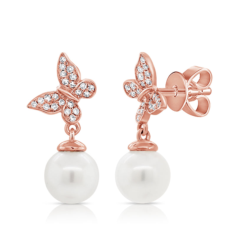 Diamond & Pearl Butterfly Earrings