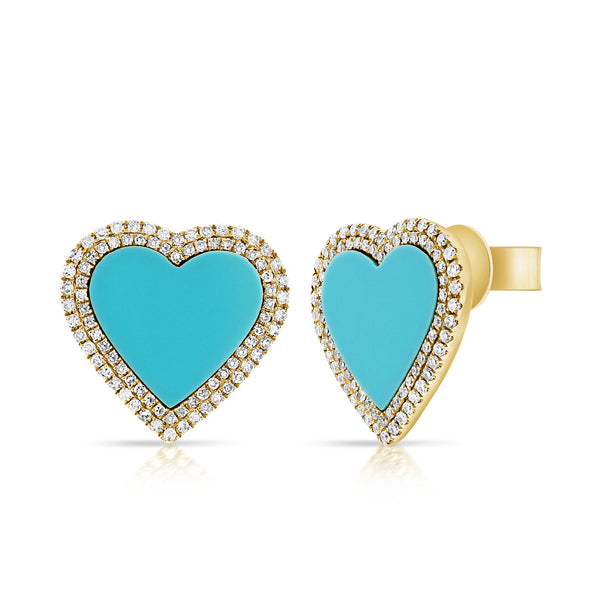 14K Gold Heart & Diamond Stud