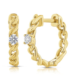 Diamond Link Huggie Earrings made in 14K Gold