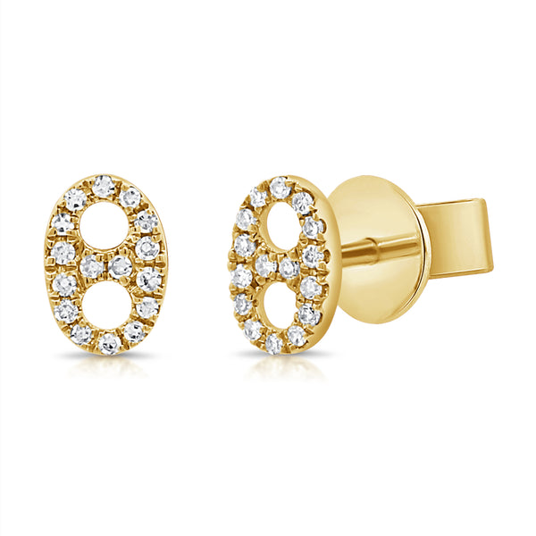 Diamond Pave Designer Open Link Classic Stud Earrings