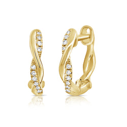 14K Gold Huggie Earrings with Diamonds